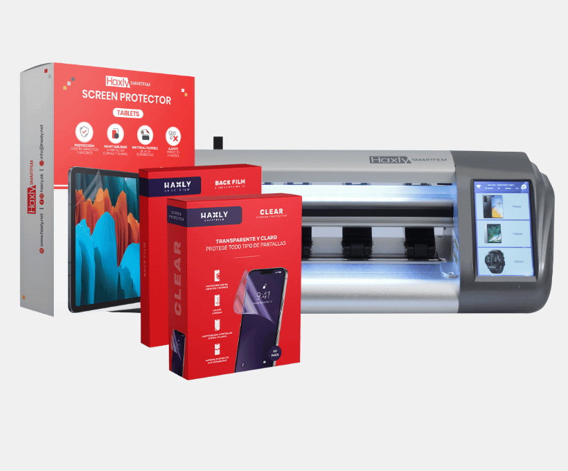 Cutting machine for hydrogel protectors for mobile screens plus two boxes of clear hd films and one box of Tablet Clear HD films