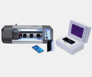 hydrogel_cutting_machine_and_UV_curing_vacuum Cutting machine for hydrogel protectors for mobile screens plus UV curing vacuum cleaner